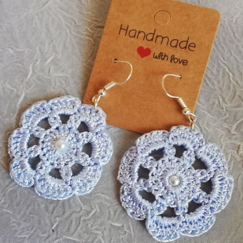 Crochet earrings with small pearl new