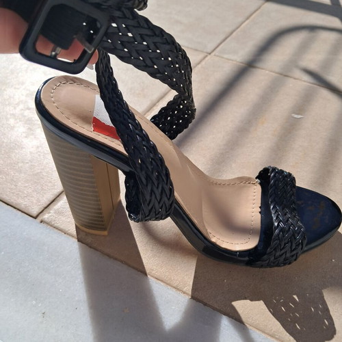 Fullah Sugah black sandals size 38 like new with thick heel