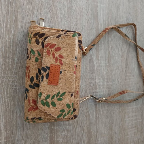 Cork bag A To Z Greek new, beige with drawings