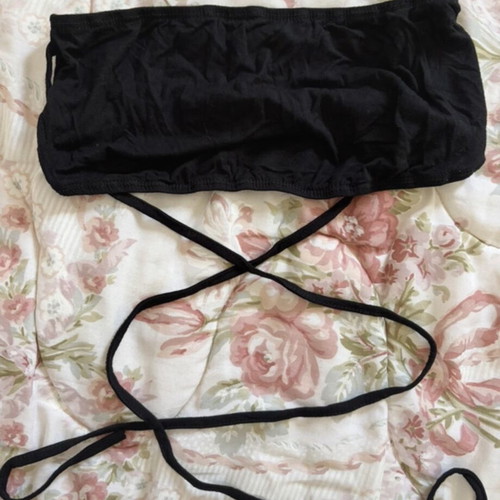 Shein black strapless top with laces like new