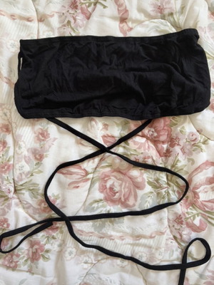 Shein black strapless top with laces like new