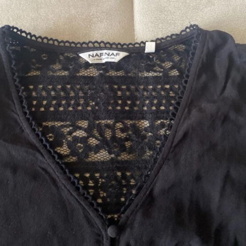 Naf Naf black blouse with lace sleeves