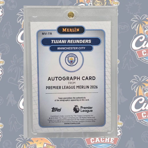 Tijjani Reijnders Man City Topps Merlin Premier League 2026 Signed Card like new