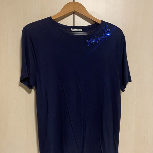 Zara cotton blouse blue decorated with stones, new, size M