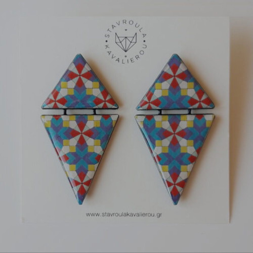 Stavroula Kavalierou earrings like new, made of liquid glass, multicolored