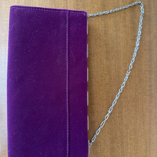 Evening shoulder bag like new, purple and silver