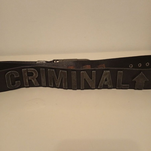 Criminal genuine leather belt like new, size L/XL, black with silver details