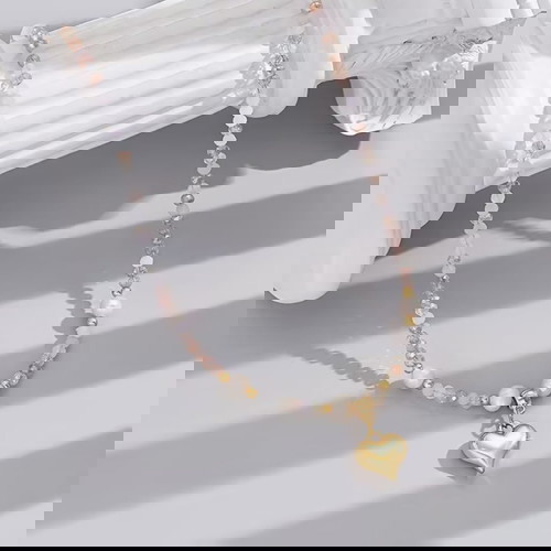 Κολιέ καρδούλα καινούργιο με λεπτές χάντρες και ρομαντικό στυλ