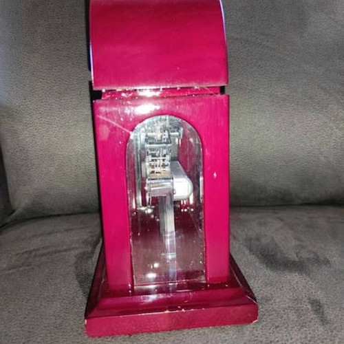 David Peterson Skeleton Mantel Clock like new, wooden with glass