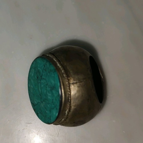 Turquoise tribal ring used, silver base
