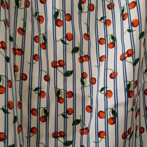 Sleeveless dress with ruffles like new, stripes and cherries print