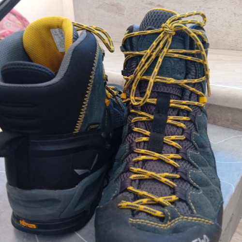 Salewa MS Alp Trainer Mid GTX hiking boots like new, size 44, green and yellow