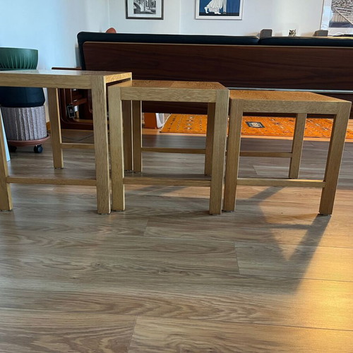 Swedish oak mid century nesting tables like new
