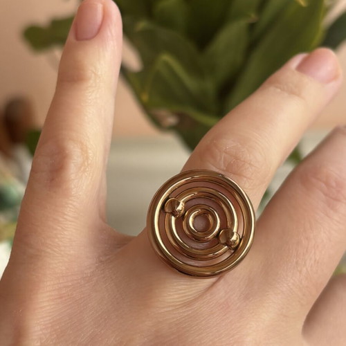 Folli Follie ring pink gold with concentric circles like new