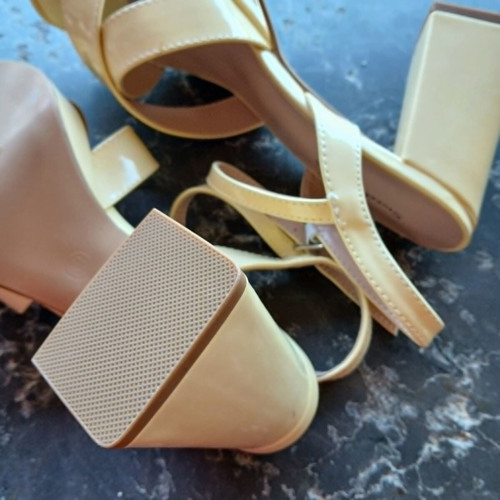 SweetShoes Lemon Yellow High Heel Sandals with Platform, New, Size 39