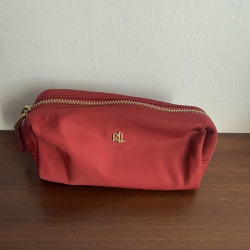 Ralph Lauren cosmetic pouch used, red with gold details