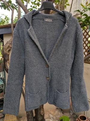 Mixed wool jacket like new, grey with metal buttons King Kong