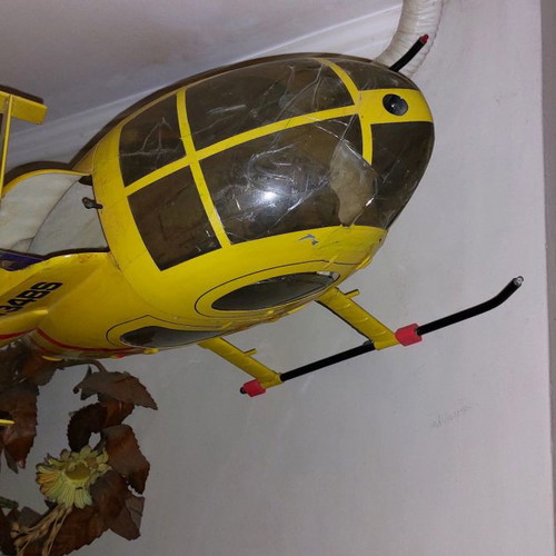 Helicopter fuselage size 500 used with navigation lights for remote control