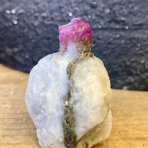Natural rare raw ruby specimen in feldspar with mica new