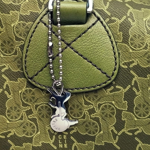 Celine Carriage Pattern handbag like new, green with case and lock