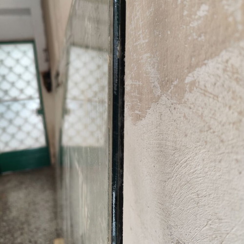 Shop window glass used, height 2.45m, length 1.52m, thickness 11mm