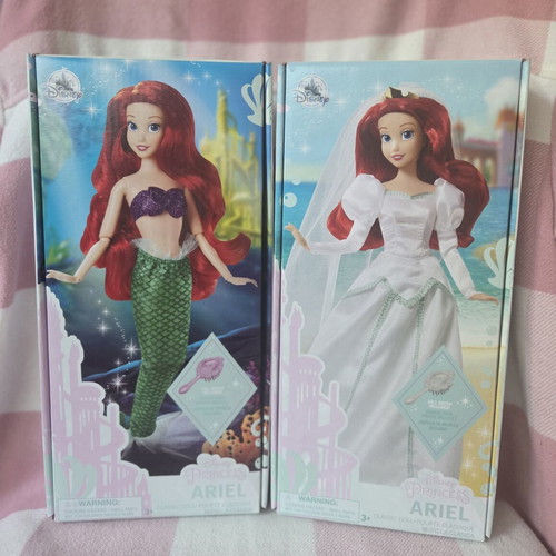 Disney Store Ariel Doll Set with Classic and Wedding Ariel