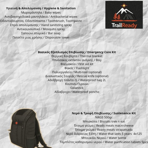 Survival backpack TrailReady for two people new