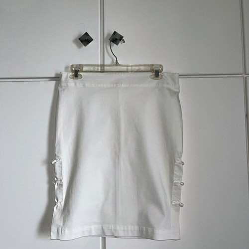 Carla G white midi skirt with slits and buttons, size 44