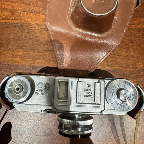 Kiev camera with Jupiter-8M 50mm f/2 lens used, vintage with leather case