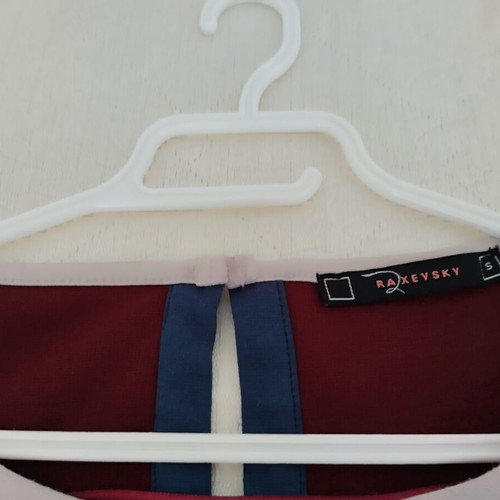 Raxevsky skirt and blouse set like new, burgundy with blue belt