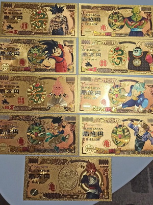 Dragon Ball gold-colored commemorative banknotes, pack of 28, new