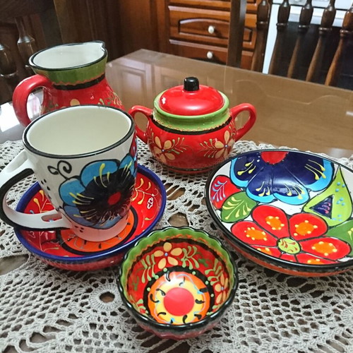 Ceramic serving set handmade, like new, Spanish style