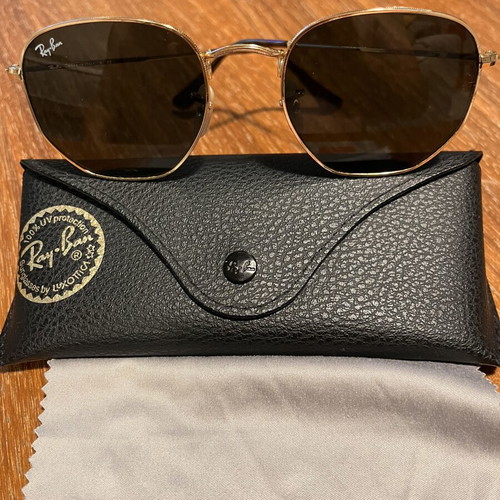 Ray-Ban Hexagonal Flat Lenses RB3548N sunglasses like new, gold frame, G-15 green lenses