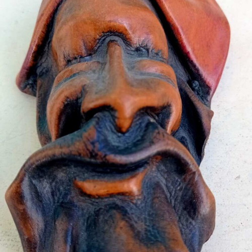 Leather decorative masks handmade set of 2 like new