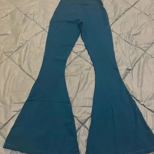 Leggings with wide bell bottom blue, like new, size XS/S