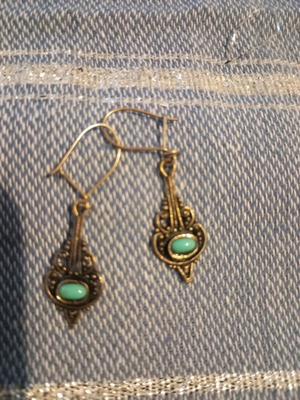 Silver 925 earrings with turquoise oval stone new