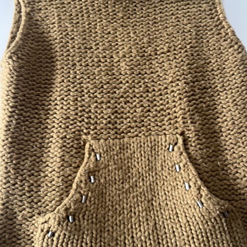 Knitted sleeveless sweater used, size M, brown and orange
