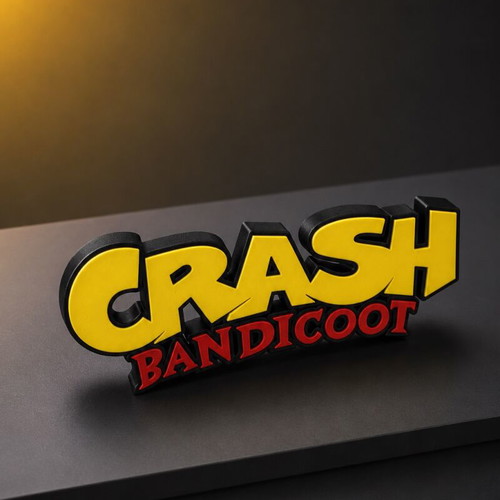 Crash Bandicoot 3D printed logo gaming desk decor made to order