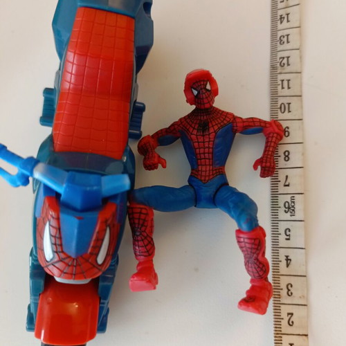 Spider-Man motorcycle toy with figure 2009 used