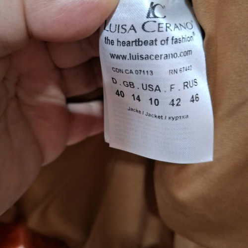 Luisa Cerano synthetic fur orange like new with hood