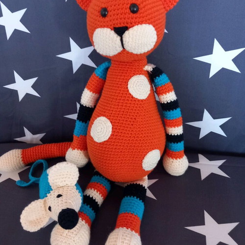 Knitted cat doll 45cm new, handmade and cuddly