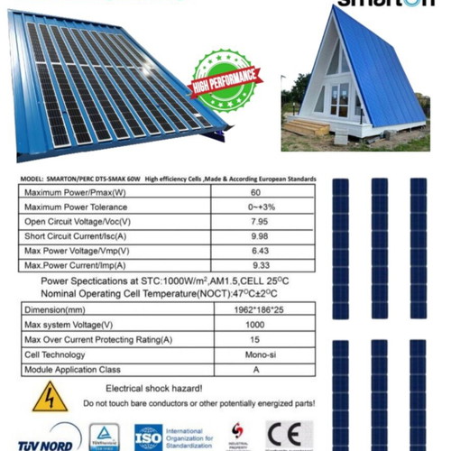 Solar photovoltaic panels 60W new technology for rooftops