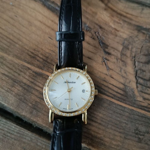 Adriatica women's watch with zirconia stones, black and gold