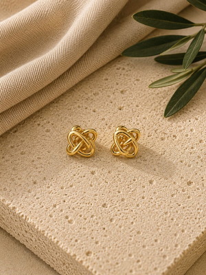 Knot earrings gold tone stainless steel new