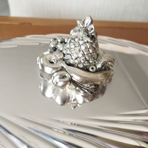 Silver-plated Fruit Bowl Cassetti Firenze 871 FI • Vintage Bell Cloche • 32x23cm • Display Condition