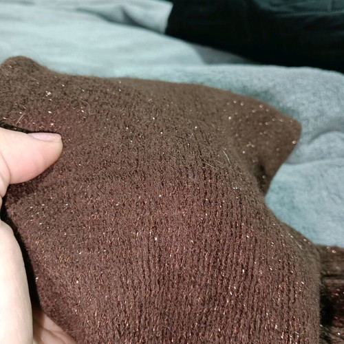 Scarf brown lurex with fringes used Tally Weijl