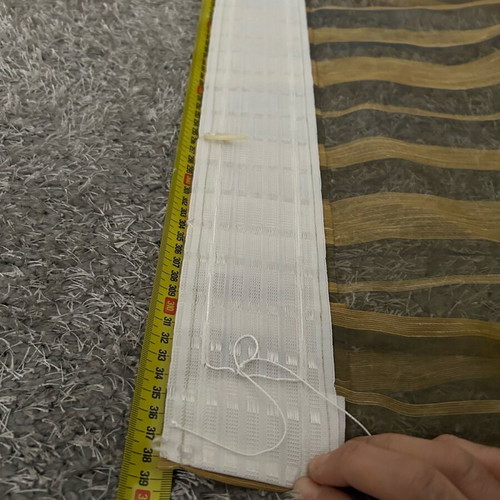 Luxury curtain like new, transparent khaki with wide gold stripes