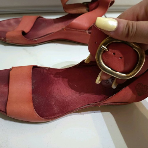 Take Me leather sandals used, size 40, red, made in Spain