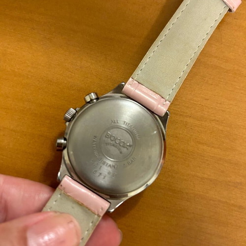 Boccia Damen Titanium Pink 3370‑03 watch like new with chronograph and pink dial