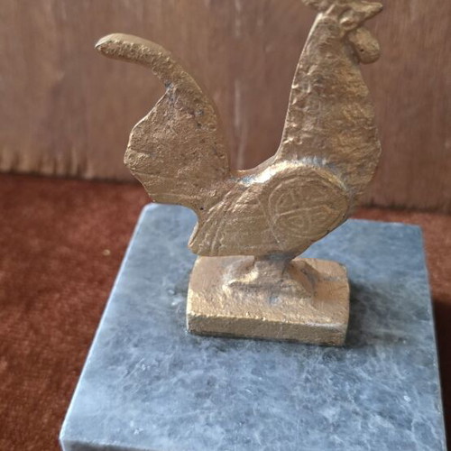 Metal Rooster on Marble Base used